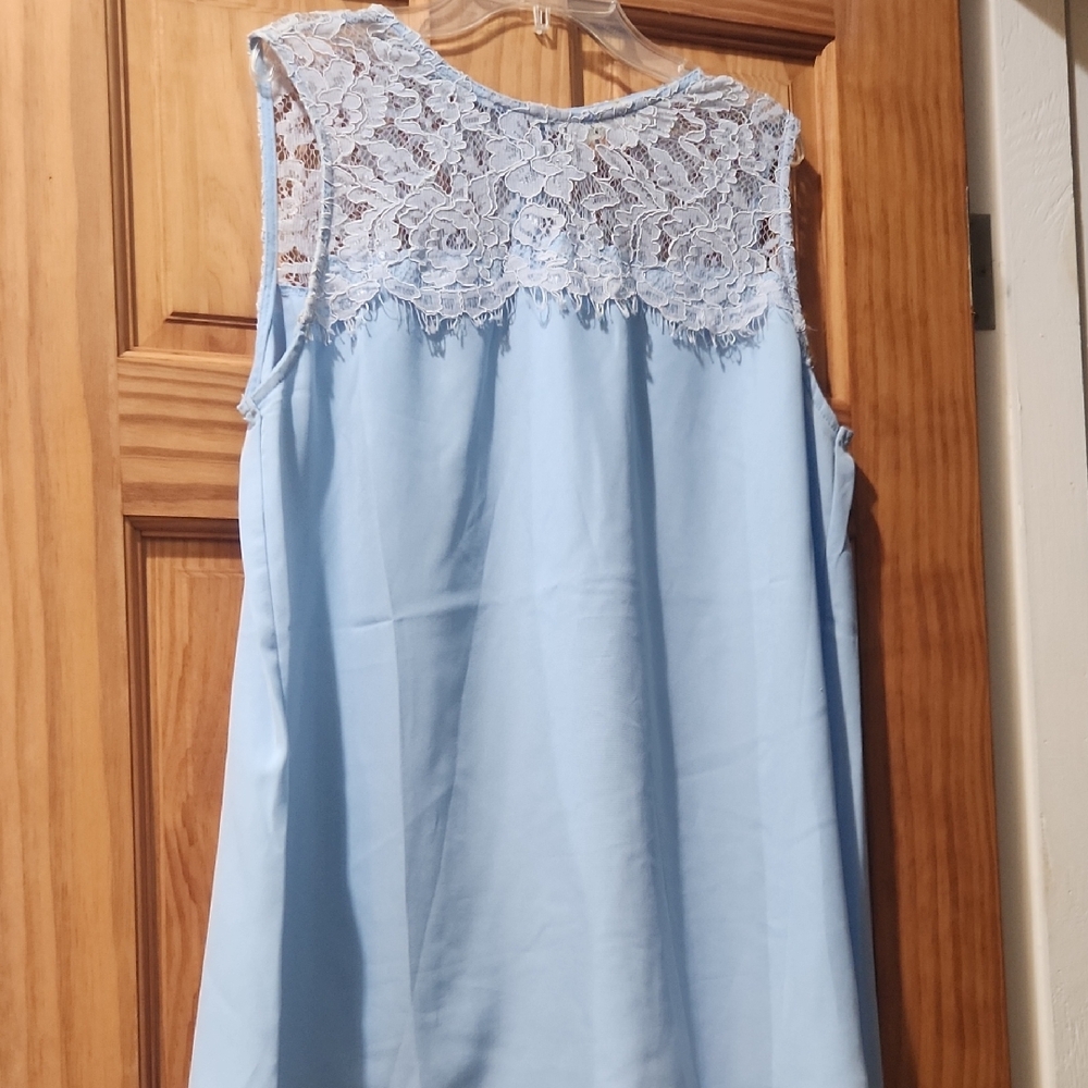 Vanilla Bay Blue Lace Sleeveless Top